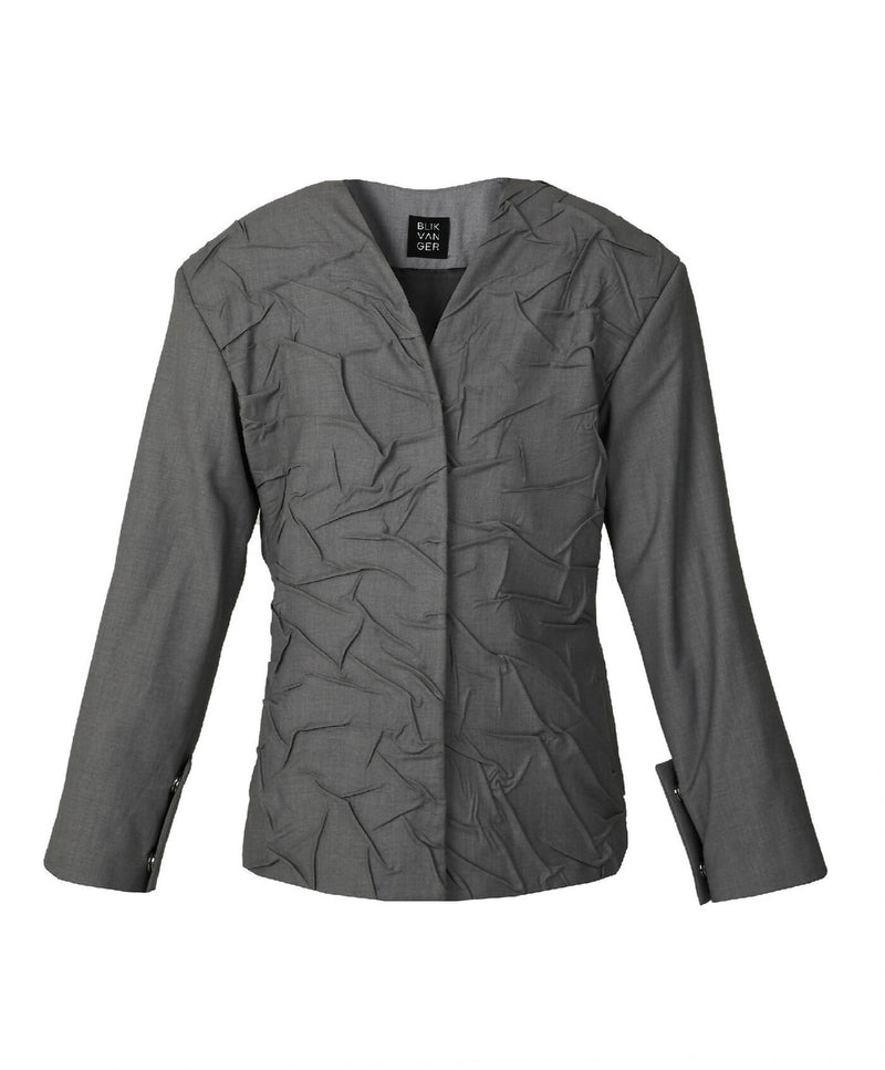Gray blazer with handmade crumples