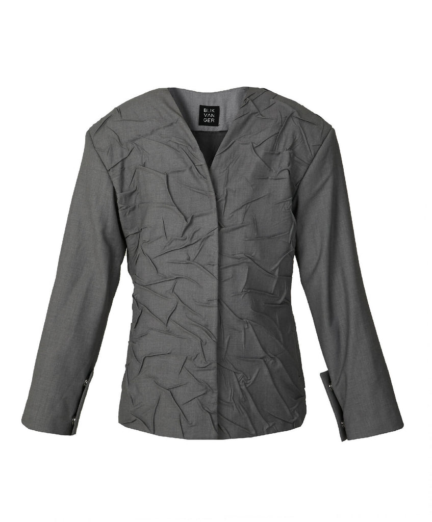 Gray blazer with handmade crumples