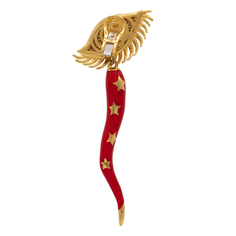 Cornicello Evil Eye Earrings - Red Enamel