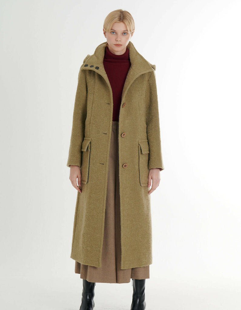 Premium Mohair Alpaca Detachable Hooded Coat