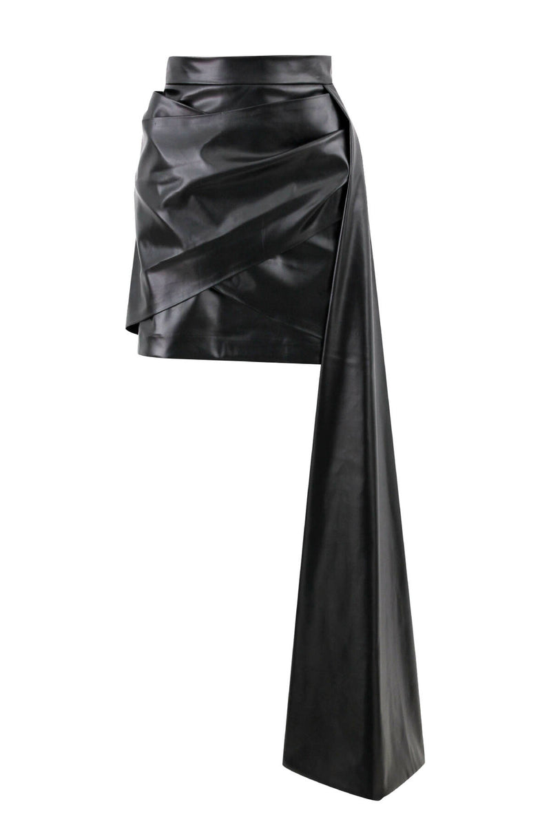Drape Leather Skirt