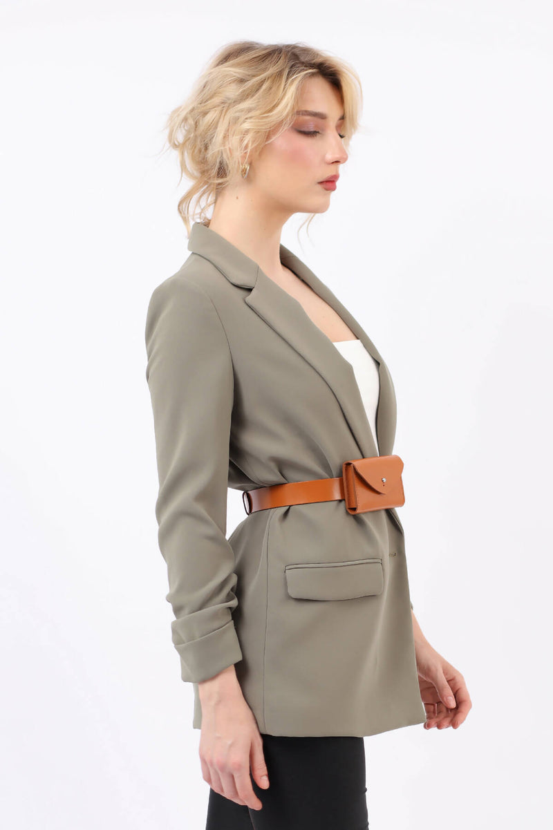 Leather Slim Envelope Belt Bag