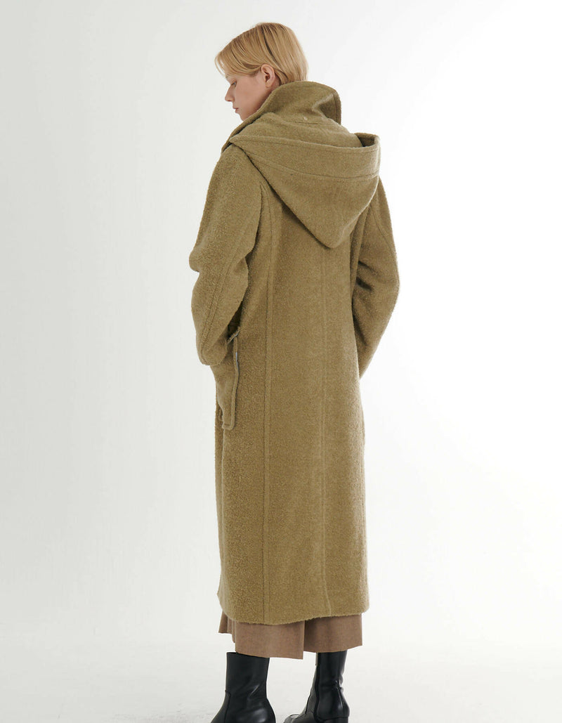 Premium Mohair Alpaca Detachable Hooded Coat