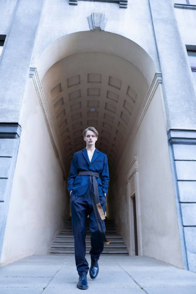 Sustainable Blue Men's Jacket from Scraps