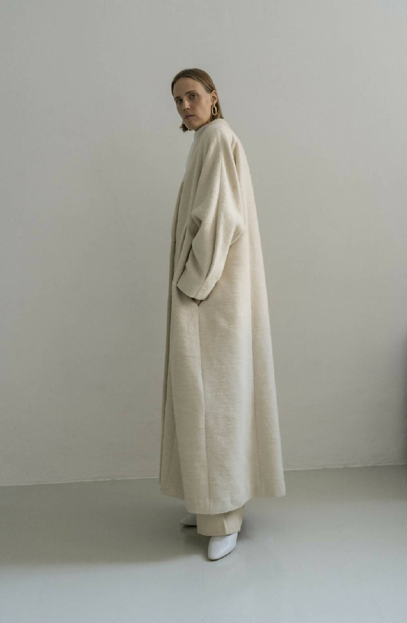 KOSIV CREAM HEMP WOOL COAT