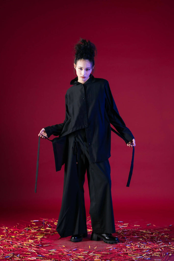 Unsymmetrical Stand-Collar Shirt
