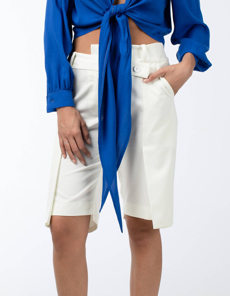 Asymmetrical Milky White Shorts