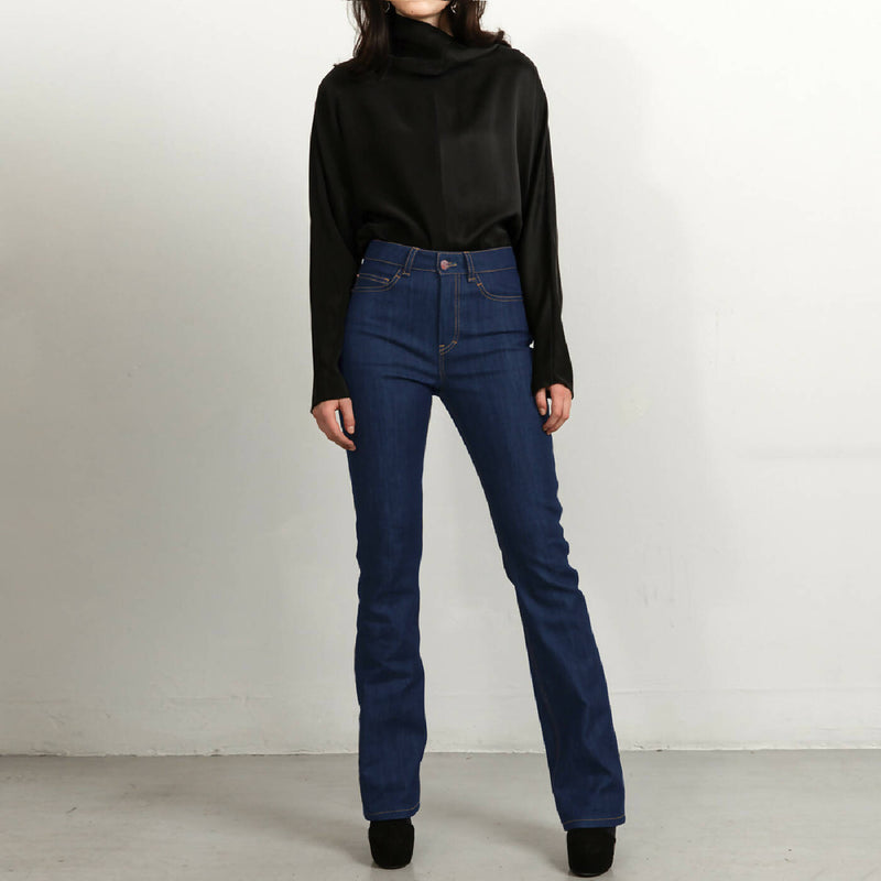Mid blue flared jeans