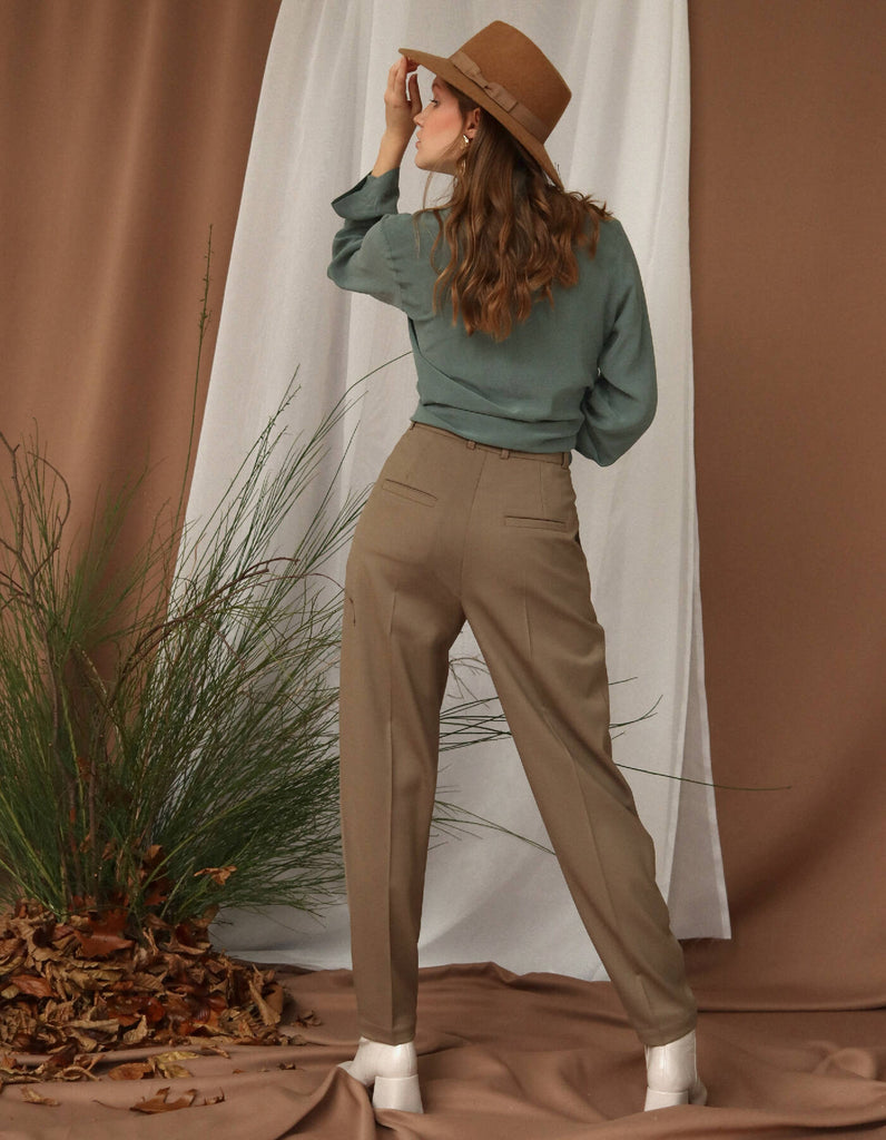 Taupe Pleated Pants