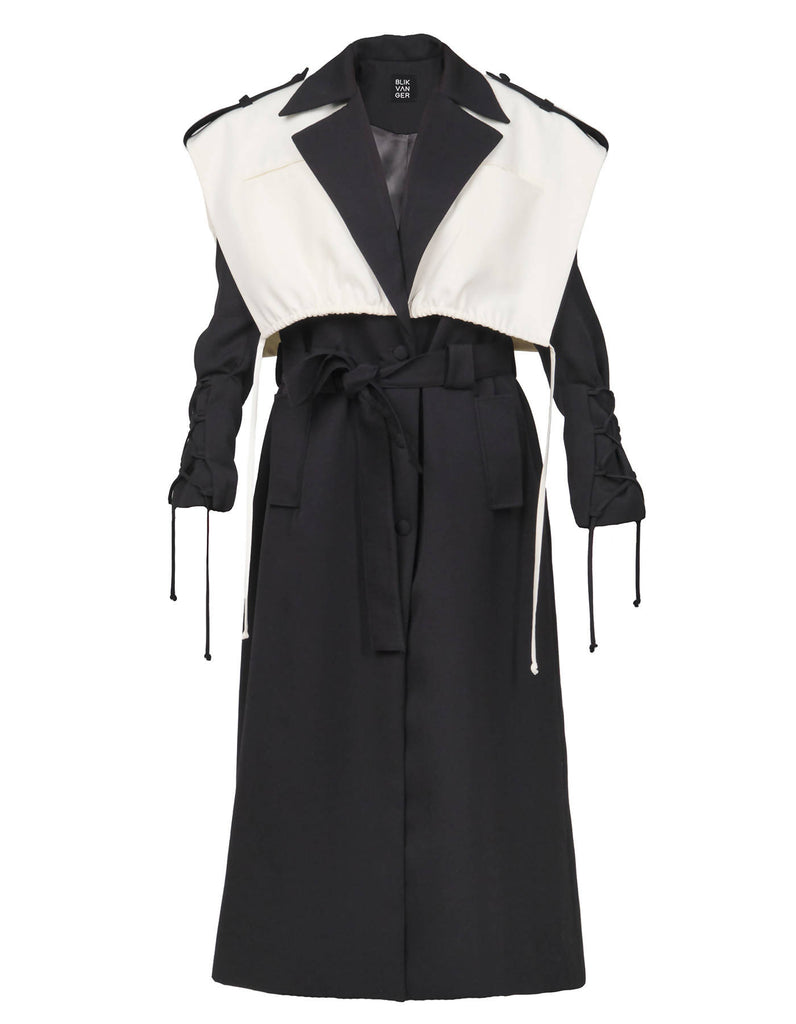 B&W Layered Trench Coat