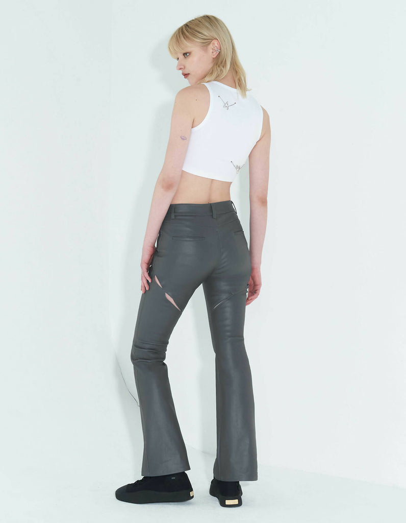 Coated Back Slit Jeans