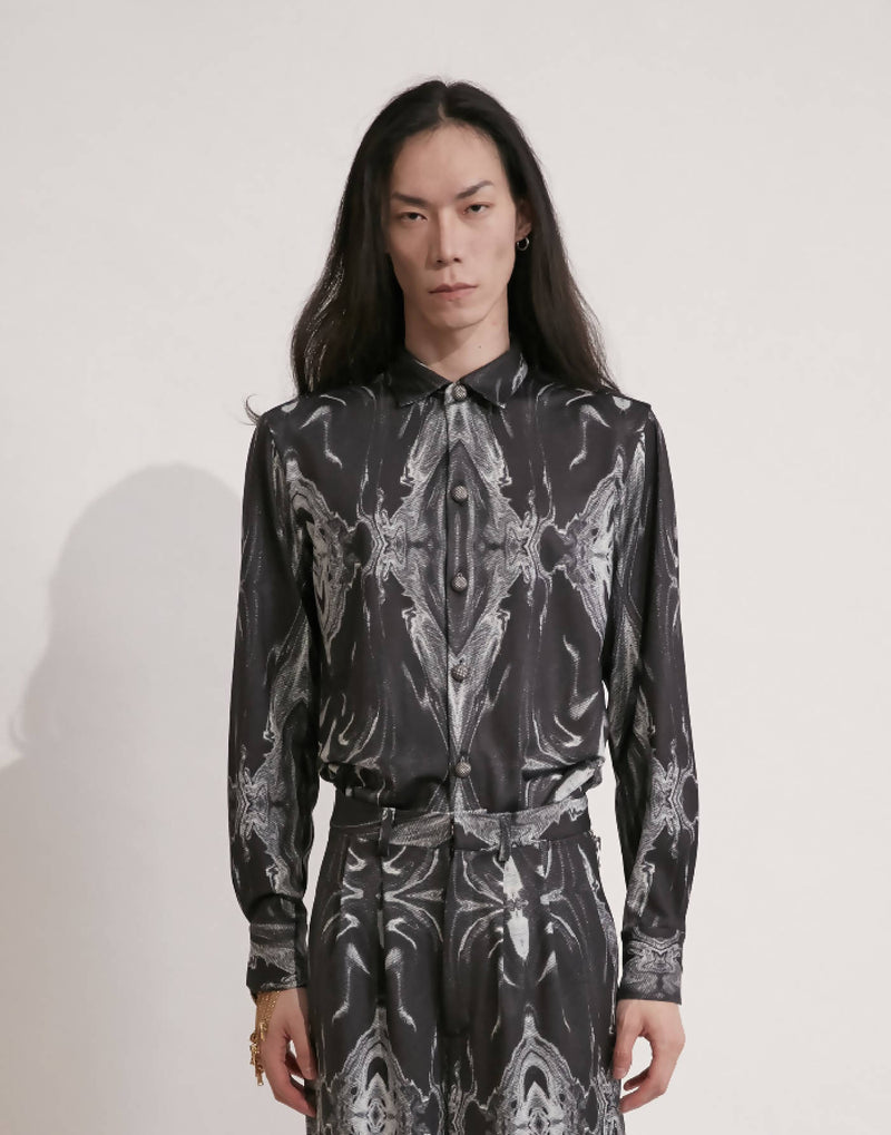 Black Oversize Printed Shirt