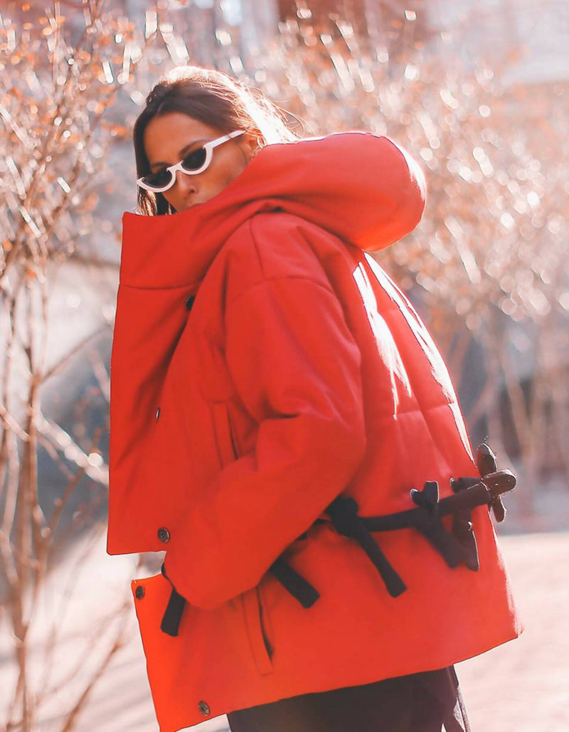 Hooded transformable puffer jacket