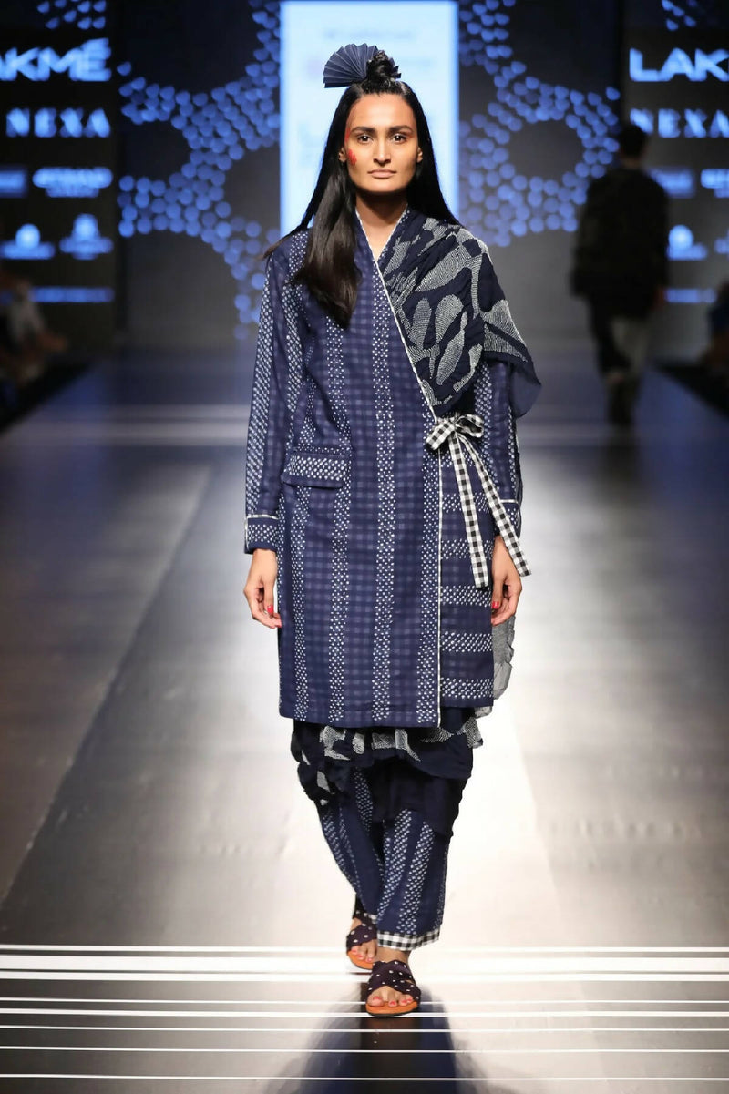 Indigo Bandhani Stripes Pants