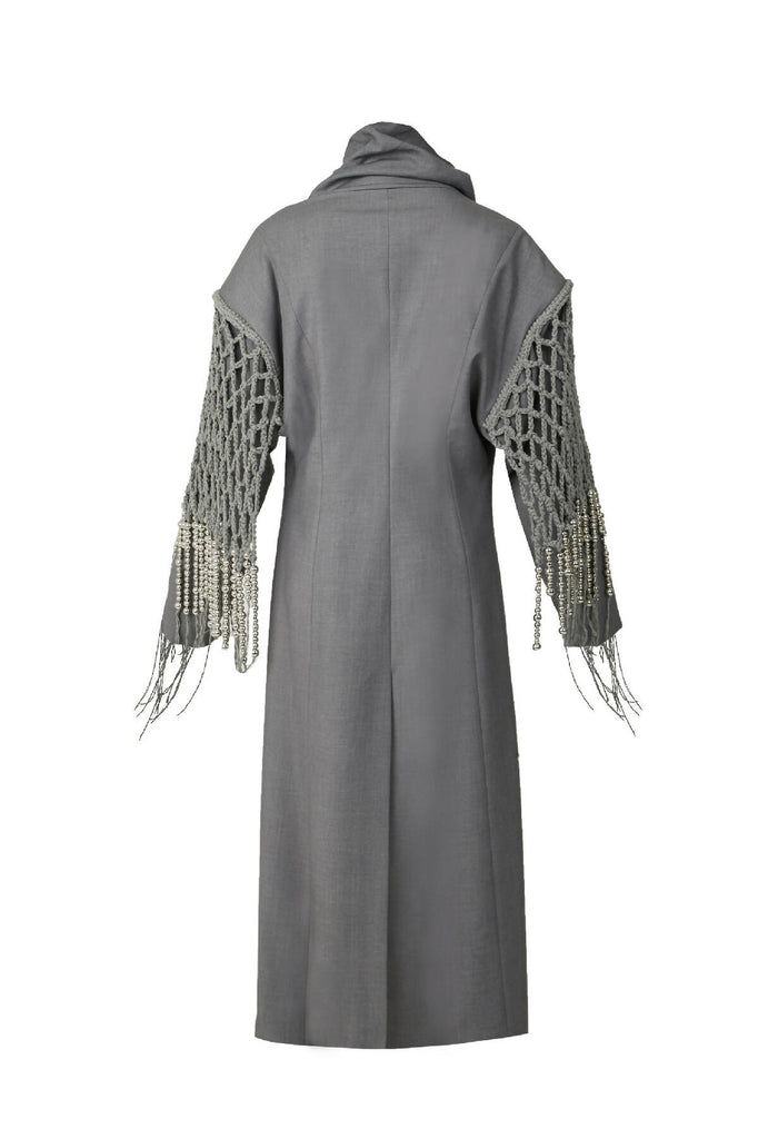 Gray fishnet coat