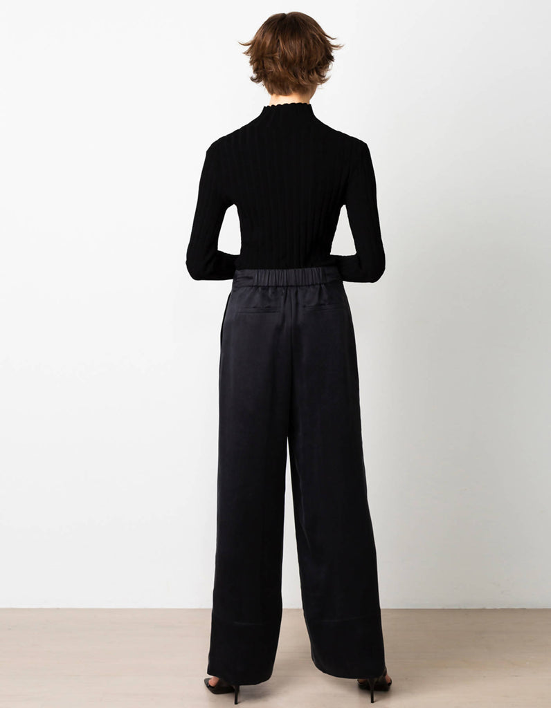 Freedom Long Silk Black Trousers