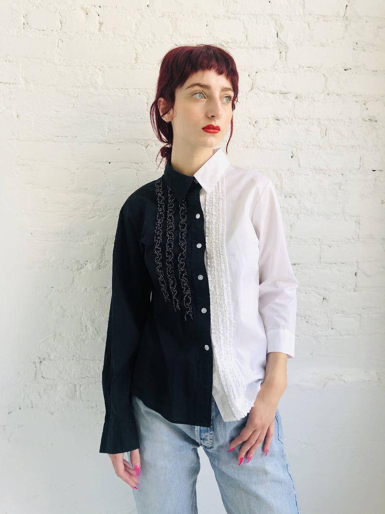 ONE- OF- A- KIND RE•Created Shirt Half Black Half White