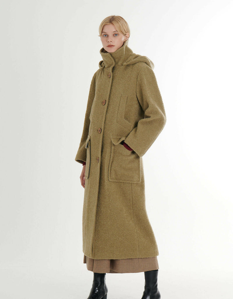 Premium Mohair Alpaca Detachable Hooded Coat