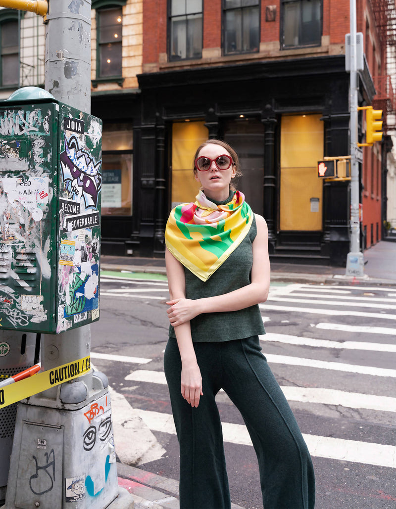 Double Sided Silk Scarf of The Harvest